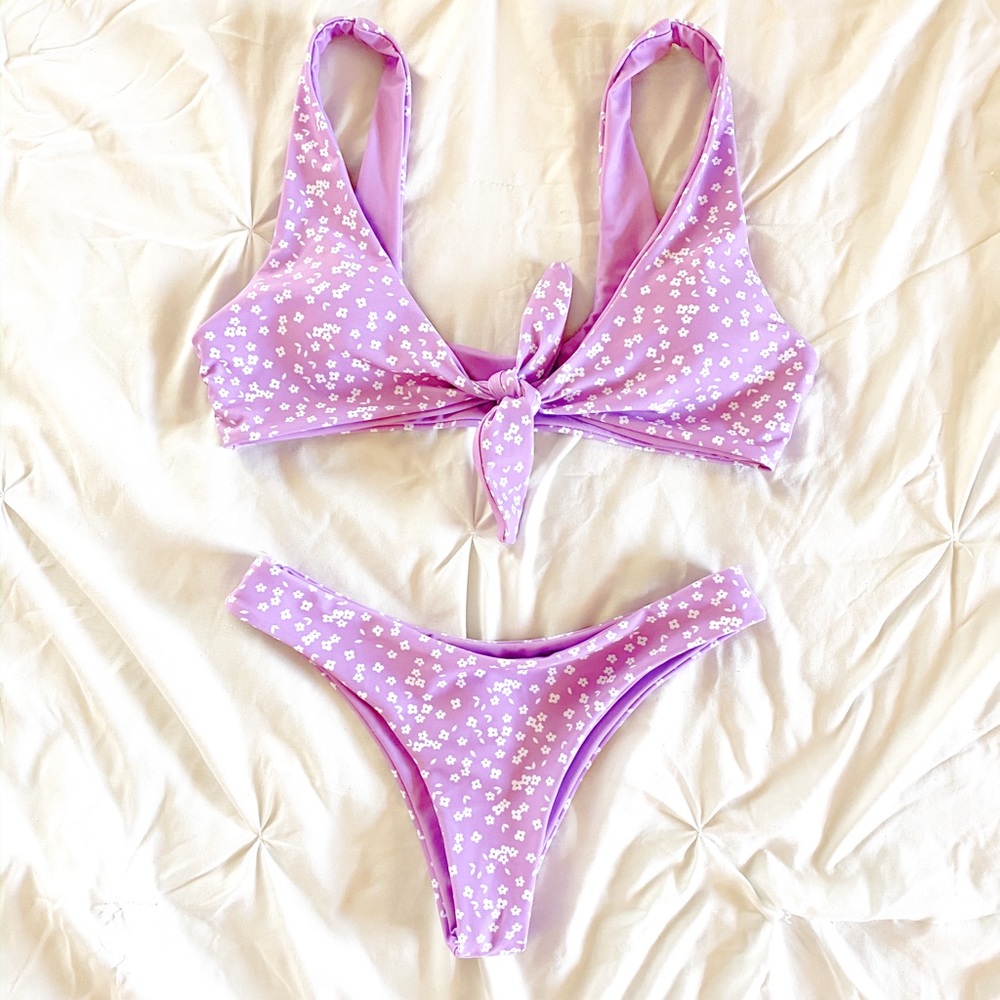 Purple Flower Bathing Suit